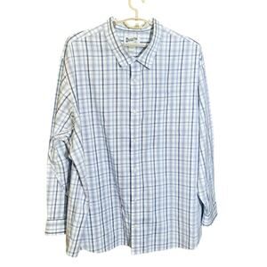 Duluth Trading Co Mens Blue Wrinklefighter Long Sleeve Button Shirt Size 4X